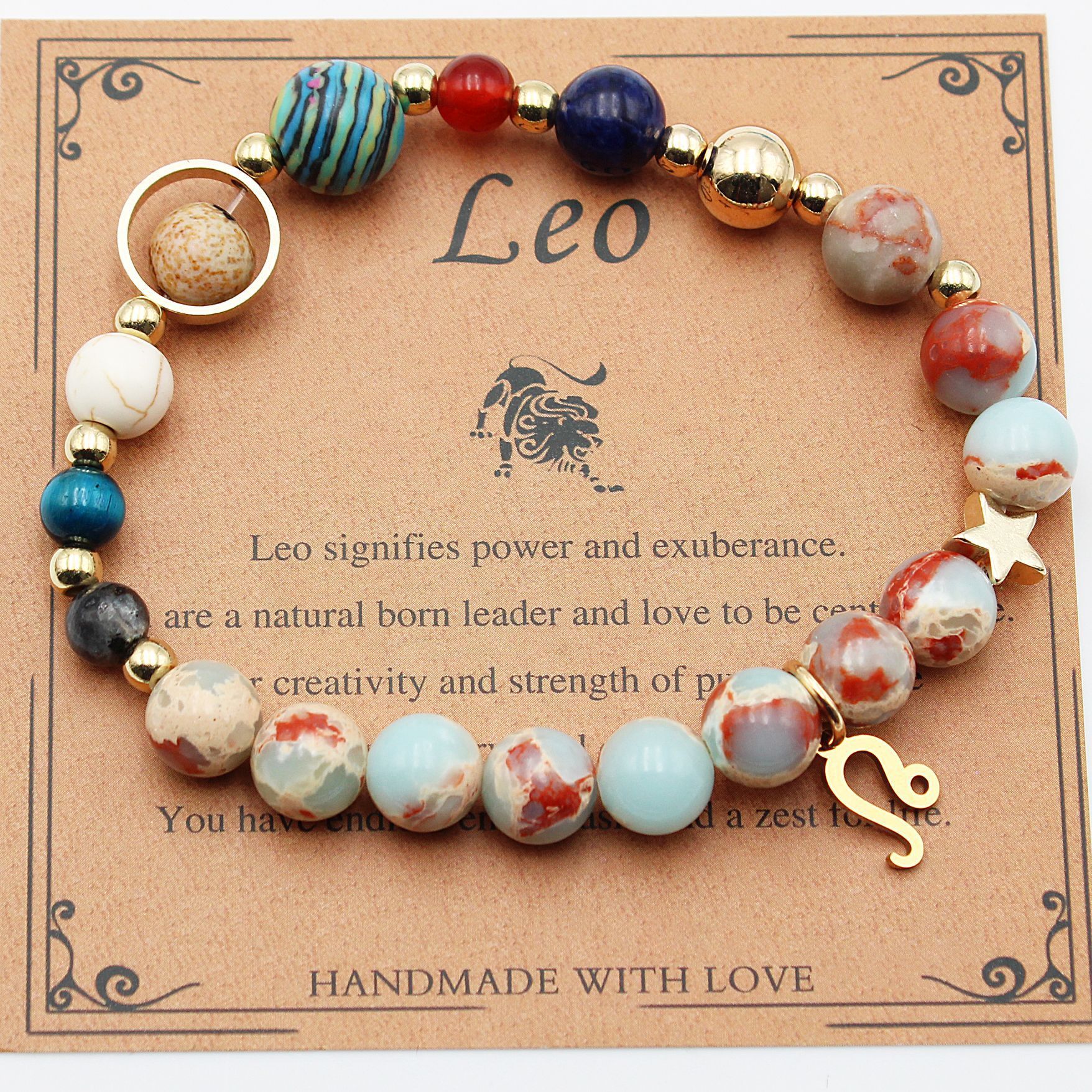 Twelve Constellations Bracelets Natural Stone Beaded Eight Planets