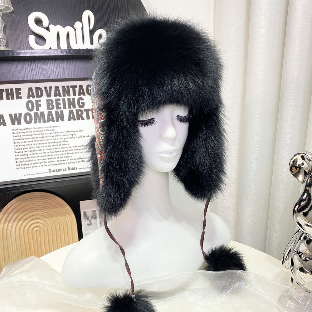 Korean Style Fox Fur Earmuffs Hat Ushanka Cute