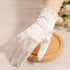 White Satin Short Gloves Lace Pearl Accessories