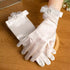 White Satin Short Gloves Lace Pearl Accessories