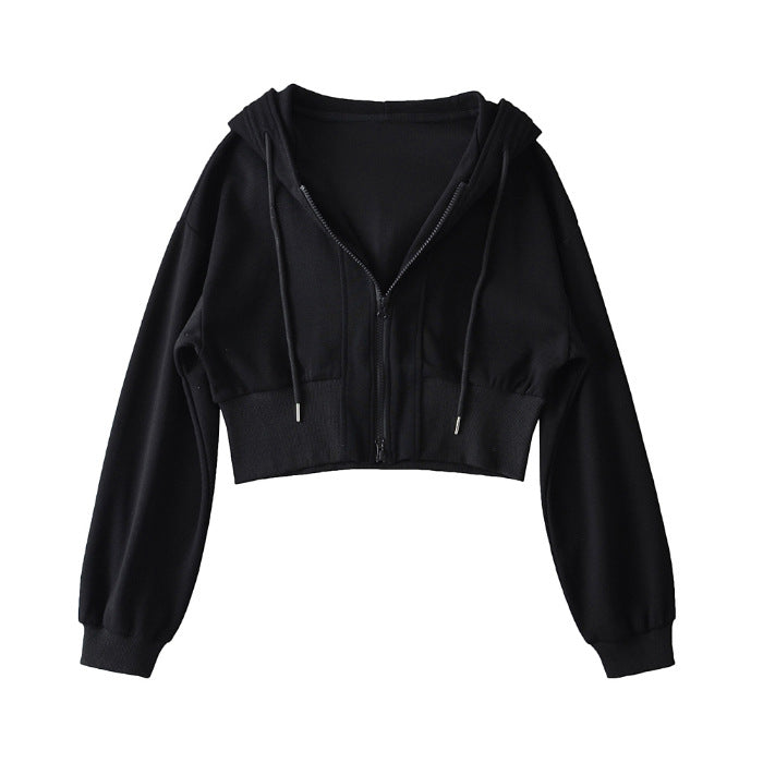 Women's Shoulder Hooded Double Zipper Sweater