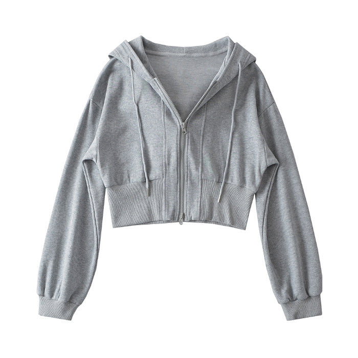 Women's Shoulder Hooded Double Zipper Sweater