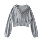 Women's Shoulder Hooded Double Zipper Sweater