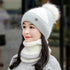 All-match Cycling Warm With Velvet Cold-proof Women's Winter Cotton-padded Cap Scarf Set