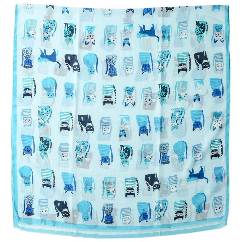 Cute Kitten Paradise Printed Silk Scarf