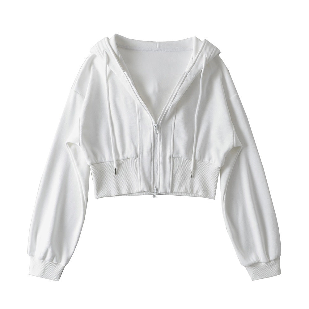 Women's Shoulder Hooded Double Zipper Sweater
