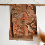 Season Ethnic Birds And Plants Collision Combination Elegant Going Out Cashmere-like Warm Scarf Shawl For Women