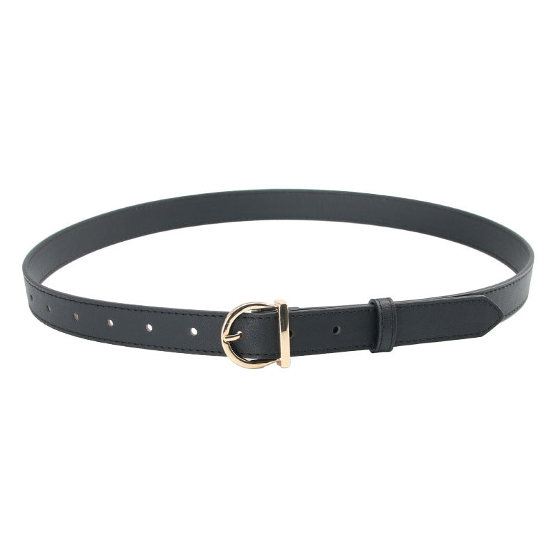 Fashionable All-match D-type Alloy Pin Buckle Women's Belt