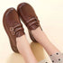 Retro Flower Buckle Soft Bottom New Middle-aged And Elderly Women's Leather Shoes