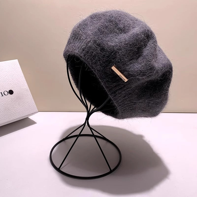 All-matching Knitted Gray Beret Women's Winter Warm