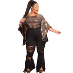 Women's Slim Fit Ripped Tassel Jeans- Plus Size