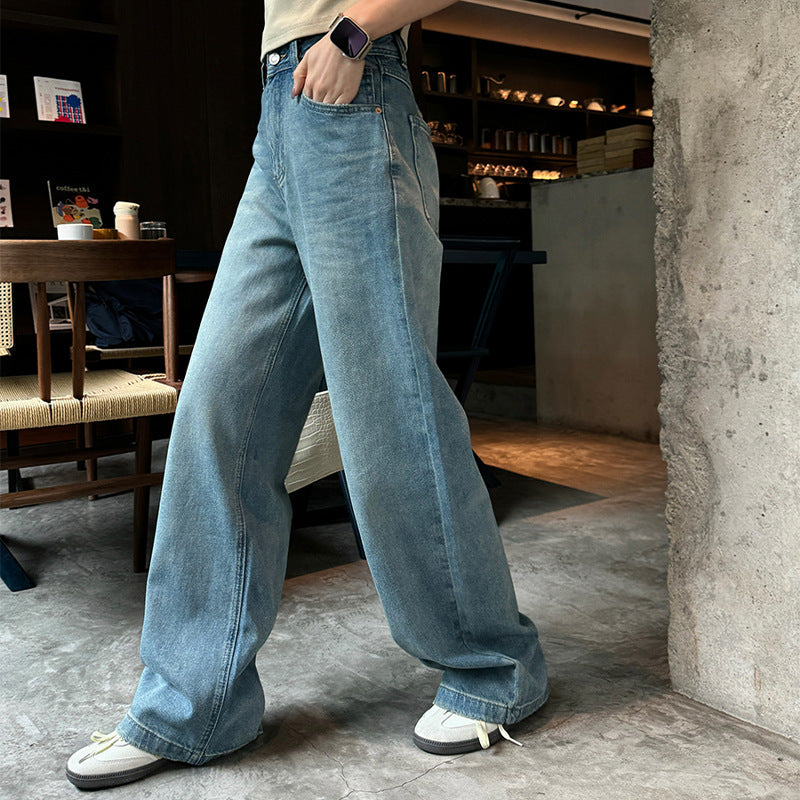 High Waist Drooping Denim Loose Wide-leg Pants