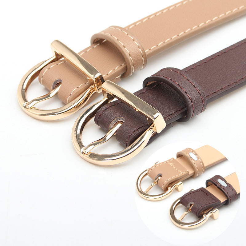 Fashionable All-match D-type Alloy Pin Buckle Women's Belt