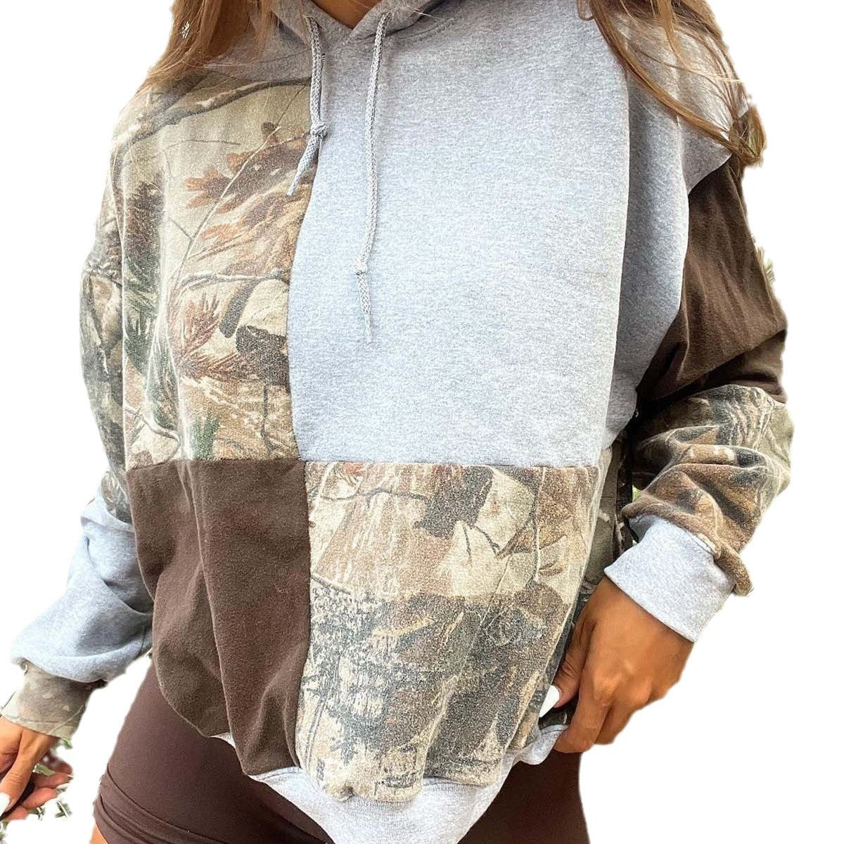 Leaves Camouflage Print Street Pullover Hooded Sweatshirt