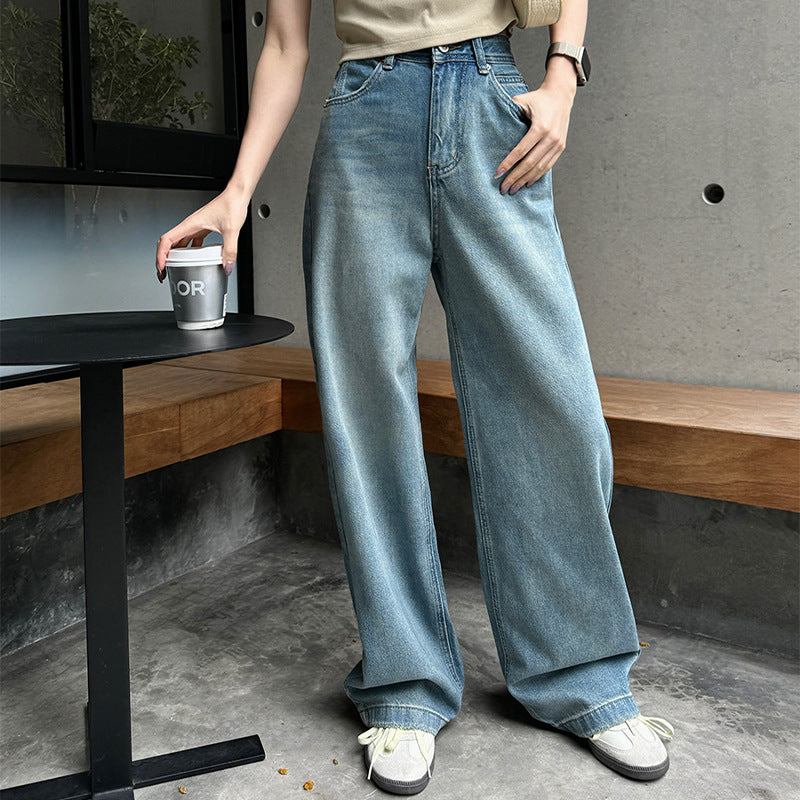 High Waist Drooping Denim Loose Wide-leg Pants