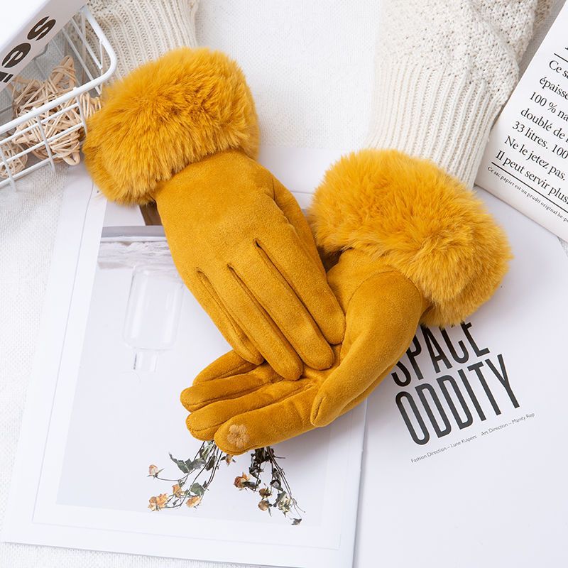 Thermal Touch Screen Fleece-lined Thick Suede Gloves