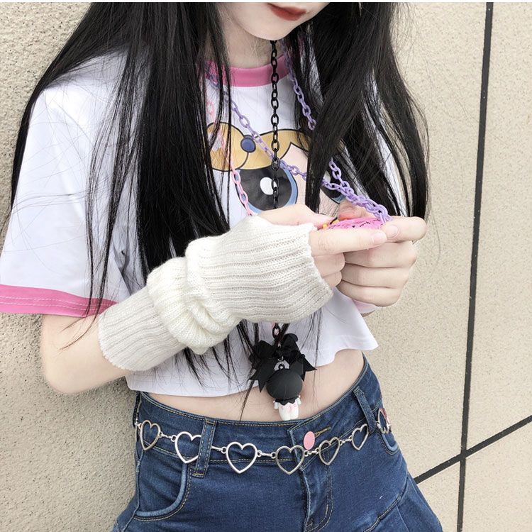 Fingerless Gloves Sun Protection Arm Guard Knitting Oversleeve Women