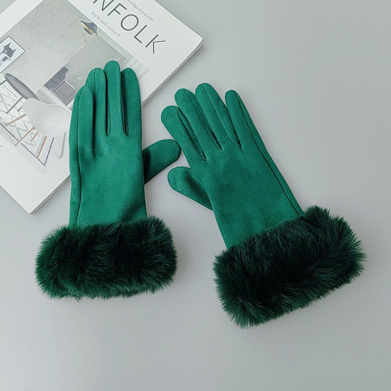 Thermal Touch Screen Fleece-lined Thick Suede Gloves