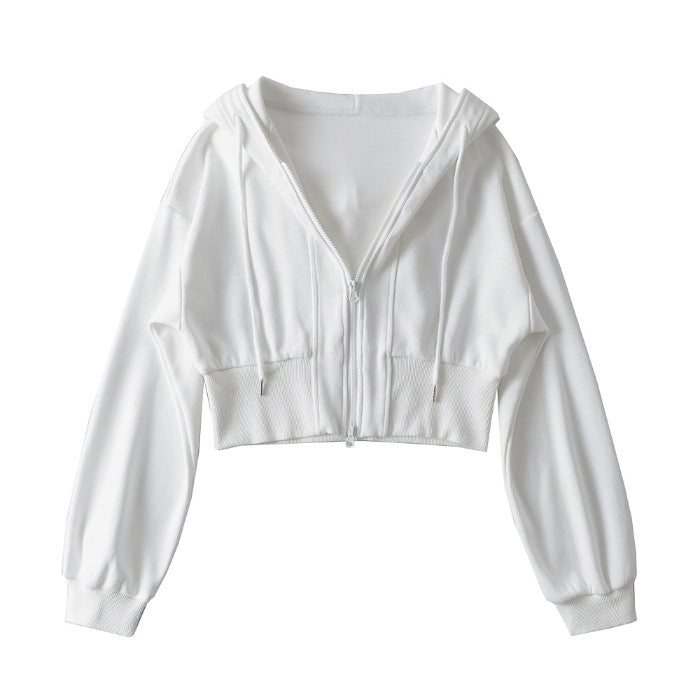 Women's Shoulder Hooded Double Zipper Sweater
