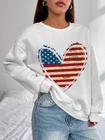 Cute Women's Hoodless Sweatshirt- American Love Print
