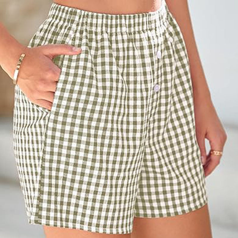 Holiday Women's Casual High Waist Loose Fashion Plaid Shorts