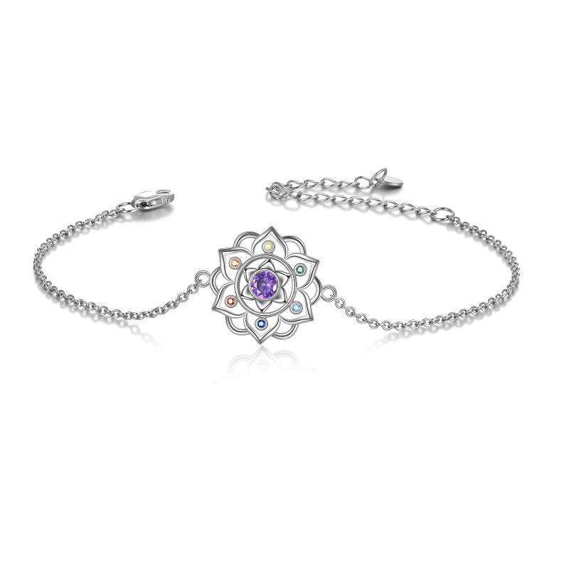 Chakra Lotus Pendant Bracelet in Sterling Silver