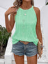 Women's Geometric Dark Stripe Casual Halter Neck Tank Top For Holidays