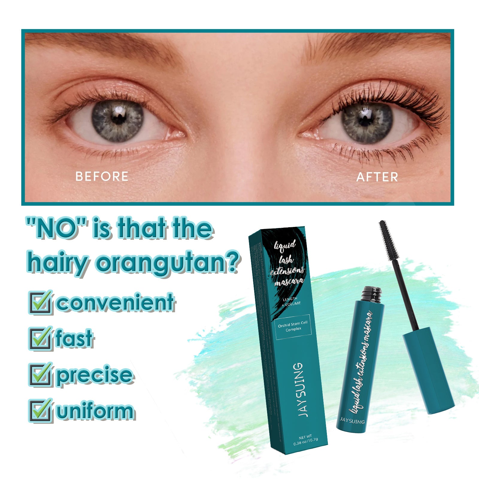 Liquid Lash Extensions Mascara, Premium Waterproof Smudge-proof Natural No Clumping Smudging Lasting All Day