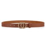 Women's Smooth Double-ring Hollow Round Buckle Belt