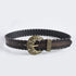 Women's Vintage Distressed Threading Rivet Embossed Brown Belt