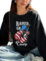 Cute Women's Hoodless Sweatshirt- Raised on Country Music Print