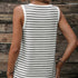 Ladies' Black And White Striped V-neck Sleeveless Tank Top