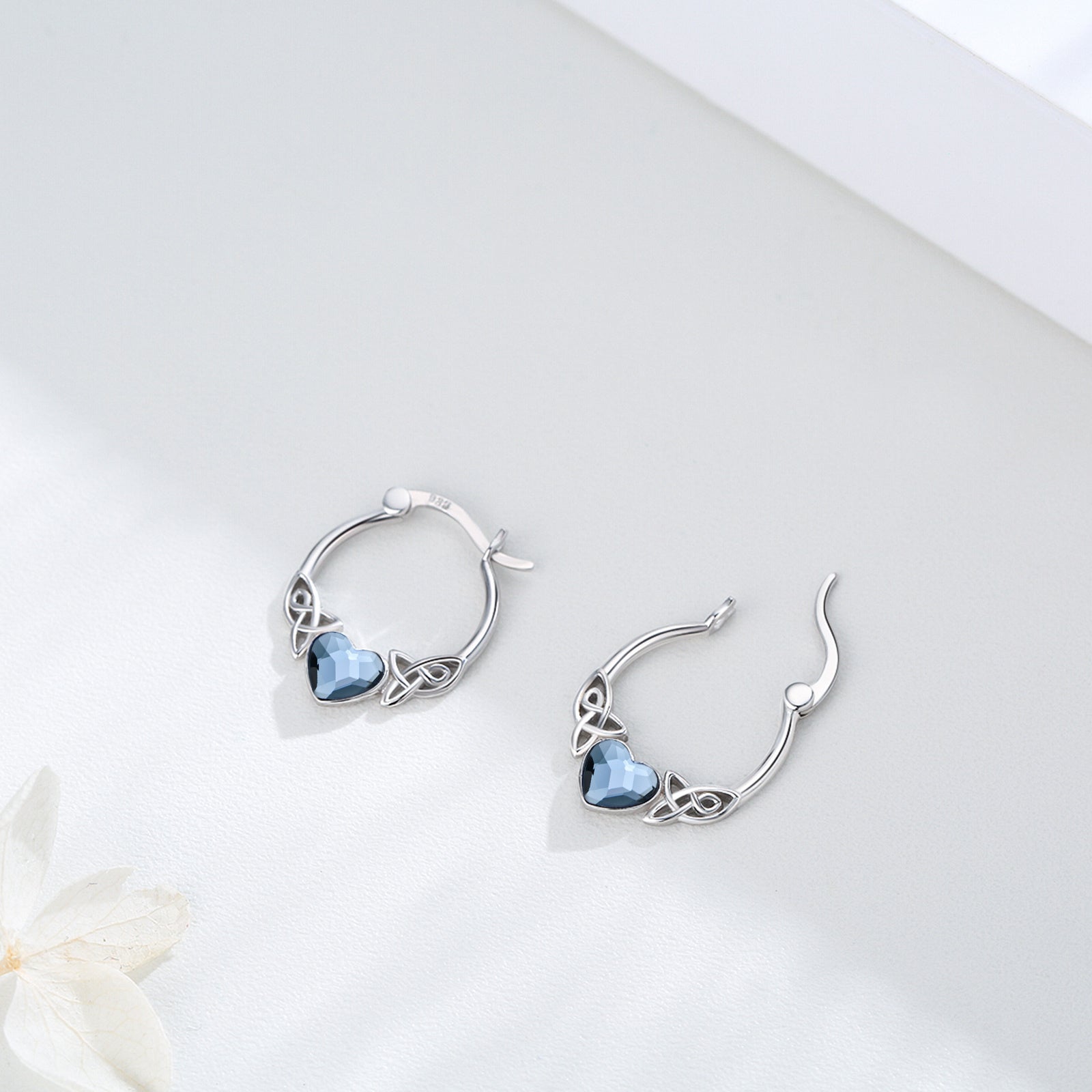 925 Sterling Silver Love Heart Hoop Earrings