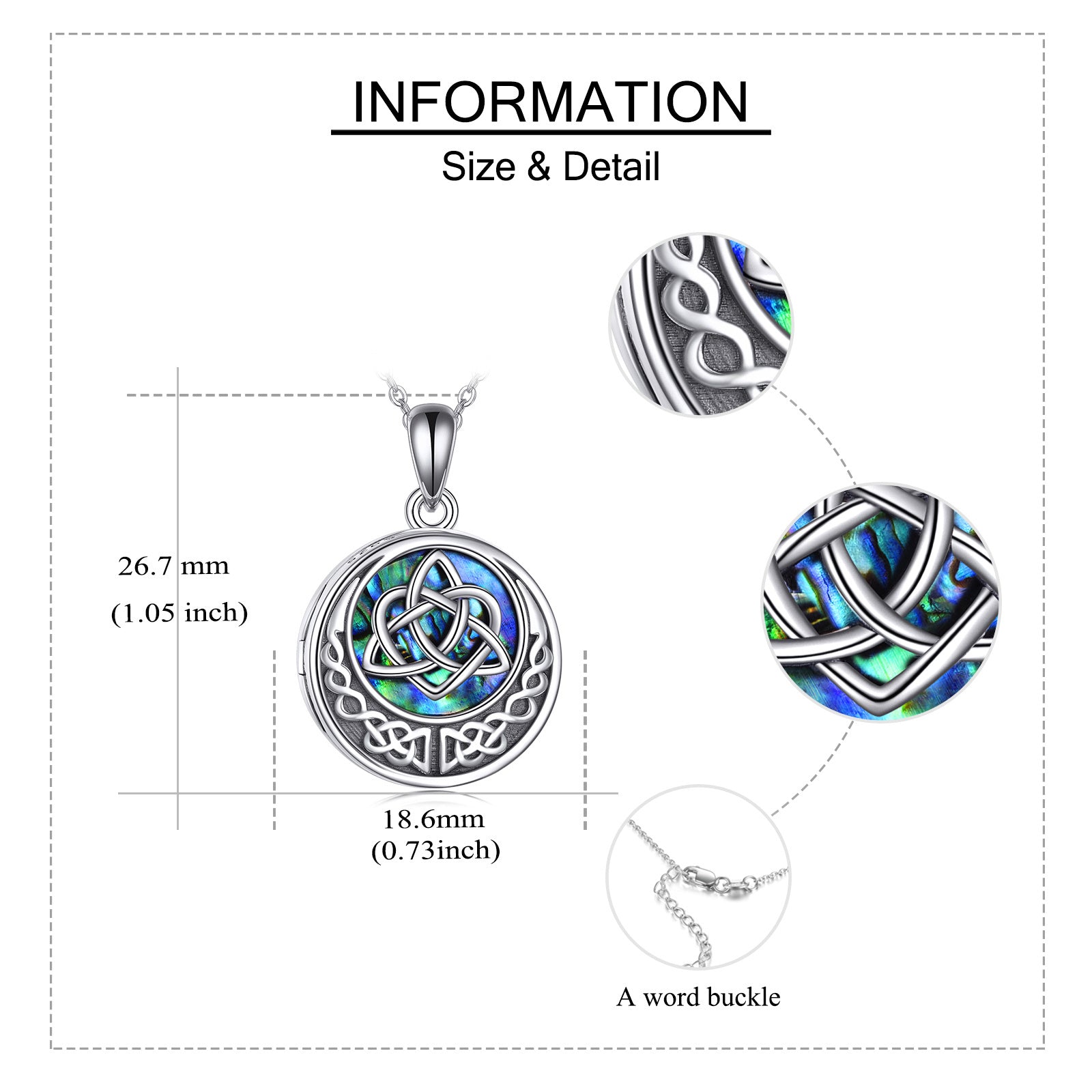 925 Sterling Silver Celtic Knot Photo Locket Necklace