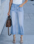 Slimming And Wide Leg Straight-leg Pants Washed Jeans Cropped Pants