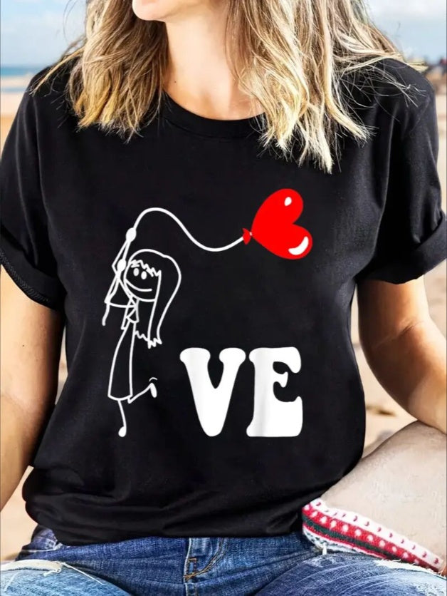 Love Valentine'S Day T-Shirt,   Couple T-Shirt, Couple Christmas, Fashion Casual T-Shirt, Short-Sleeved T-Shirt