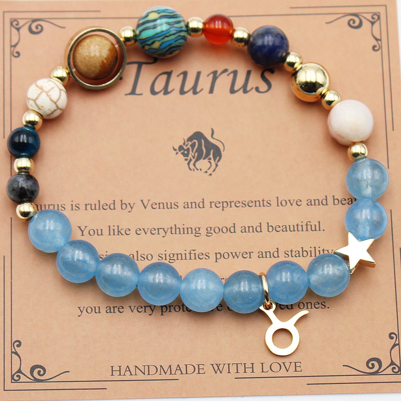 Twelve Constellations Bracelets Natural Stone Beaded Eight Planets