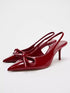 Women's Shoes Red Bowknot Decoration Low-cut Exposed Heel