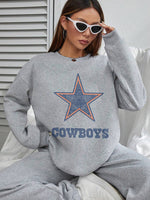 Stylish Women's Hoodless Sweatshirt- Cowboys Print