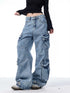 Multi-Pocket Workwear Jeans Women's Loose Wide-leg Pants