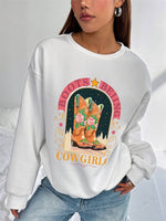 Fun Women's Hoodless Sweatshirt- Cowgirl Print