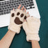 Women Plush Cat Paw Claw Gloves Warm Bear Paw Fingerless Mittens Winter Gloves