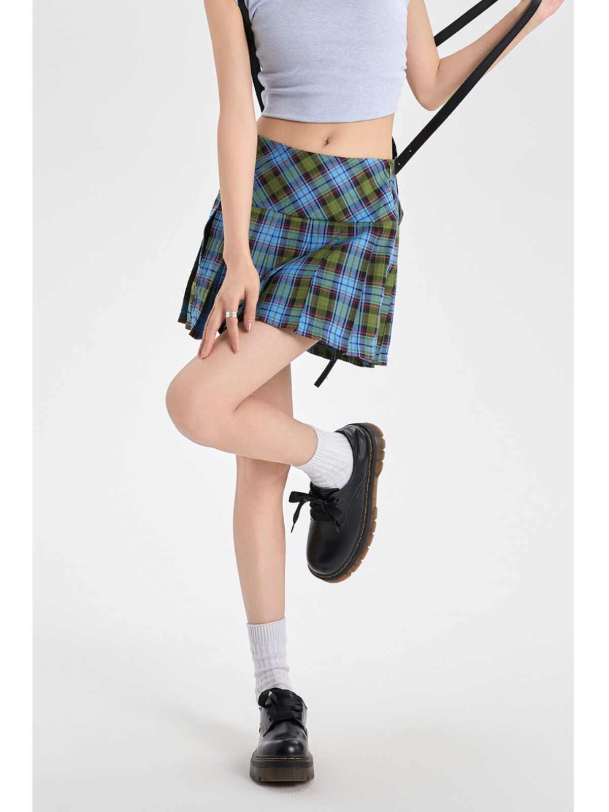 Plaid Skirt Plaid Split High Waist A- Line Skirt