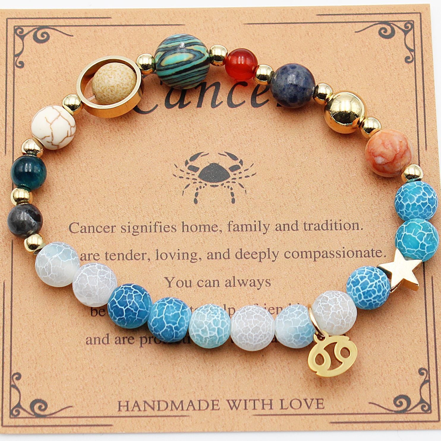 Twelve Constellations Bracelets Natural Stone Beaded Eight Planets