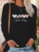 Sweet Women's Print Long Sleeved- Choose Happy Print, Black