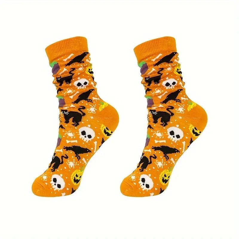 Women And Mens Funny Halloween Socks Adults Skeleton Dress Socks