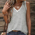 Ladies' Black And White Striped V-neck Sleeveless Tank Top