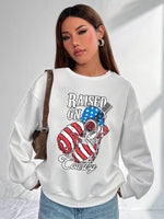 Cute Women's Hoodless Sweatshirt- Raised on Country Music Print