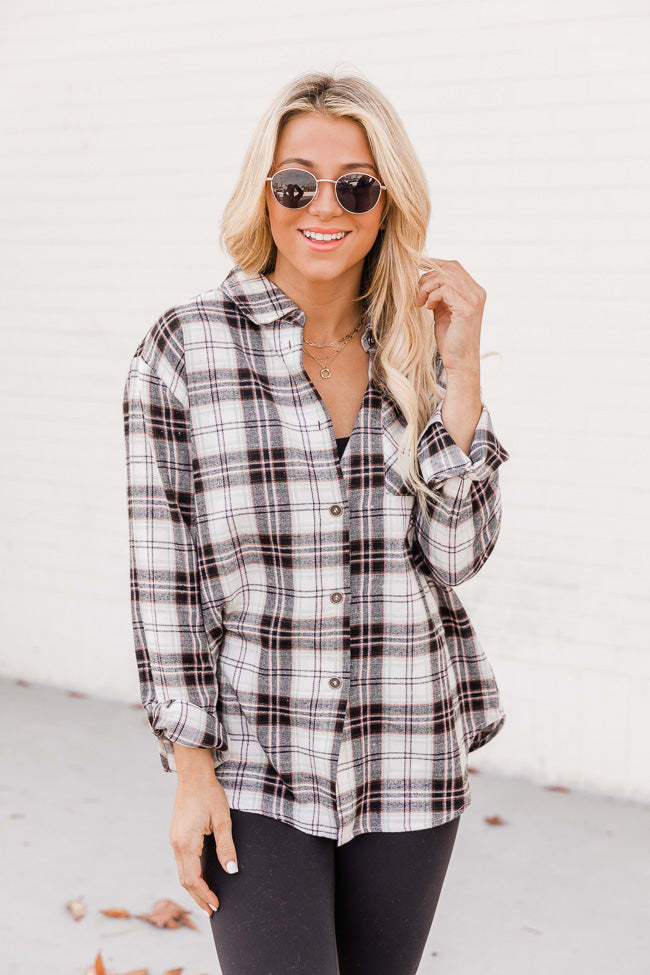 New Polo Collar Pocket Long Sleeve Plaid Shirt For Women
