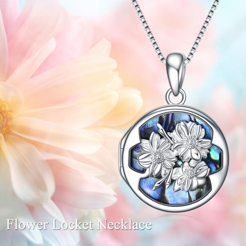 Personalized Flower Photo Locket Necklace